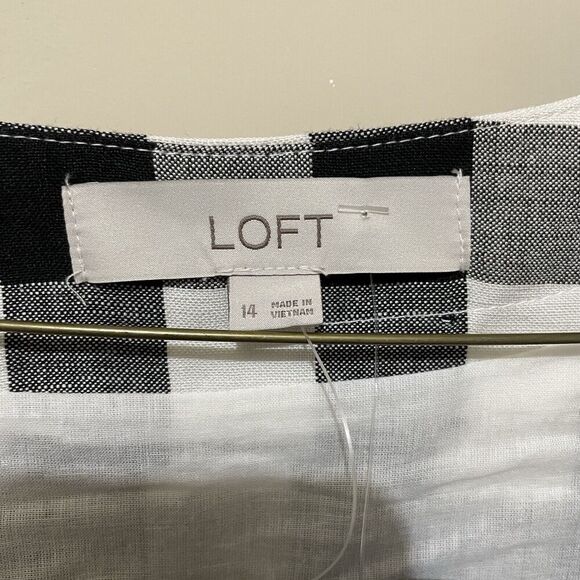Loft Oversized Petite Black White Gingham Button V-Neck Dress NWT Size 14 Picnic - Picture 5 of 9